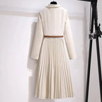 Robe 2 en 1 avec Ceinture Veste Tailleur et Jupe plissée