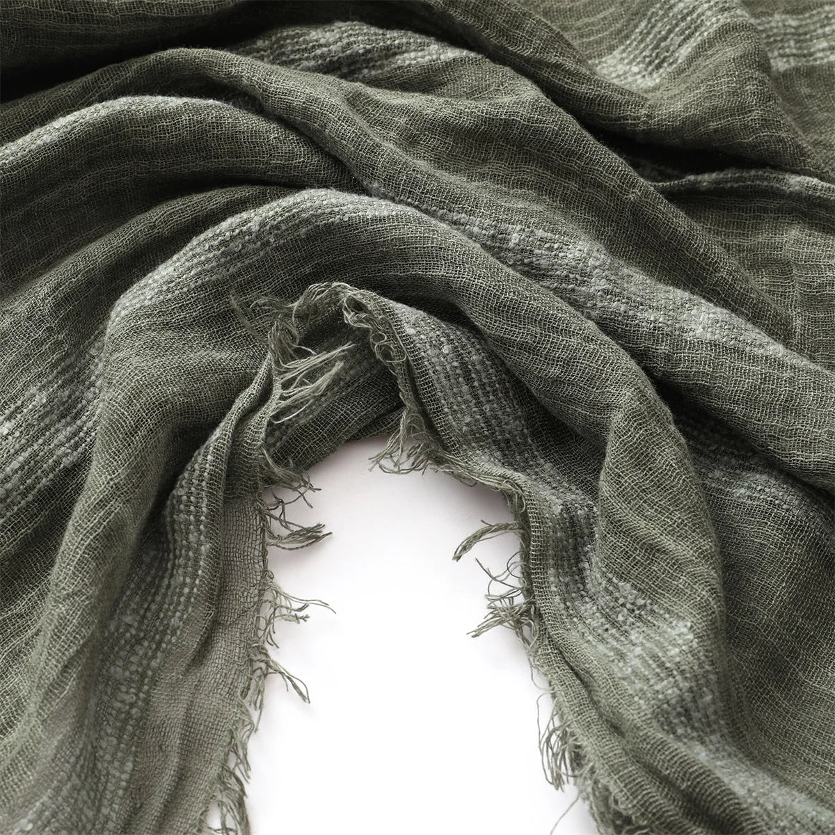 Foulard Rayée en Coton & Lin Douce et Chaude - Foulard Unisexe