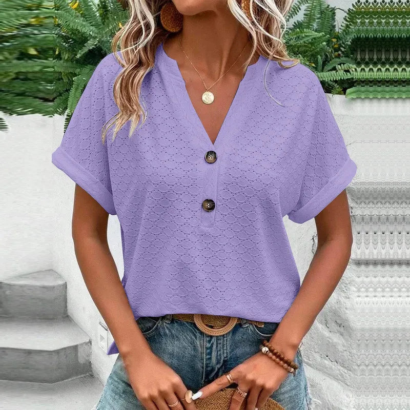T-shirt Jacquard Élégant à Coupe Ample