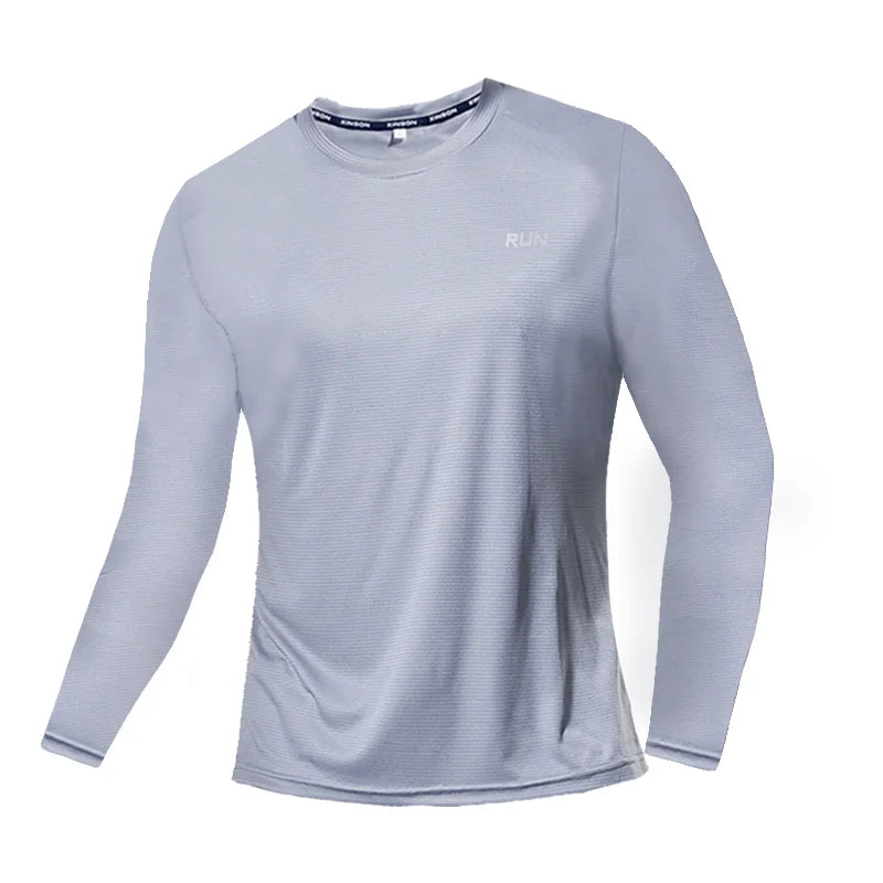 T-Shirt Homme en Soie Glacée à Manches Longues – Respirant, Séchage Rapide et Protection Solaire