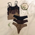 Ensemble bralette et culotte en soie glacée invisible