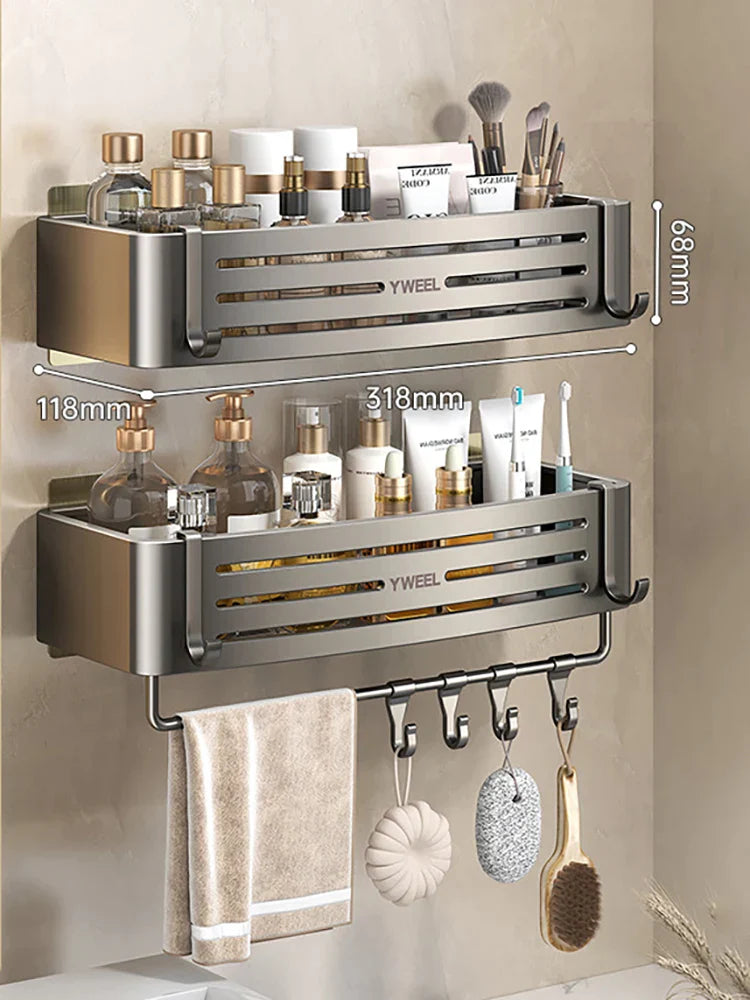 Set of 2 Wall Shelves - No Drilling Required