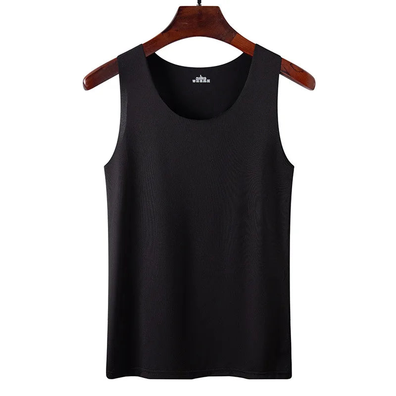 Camiseta sin mangas de seda helada sin costuras, modelo unisex