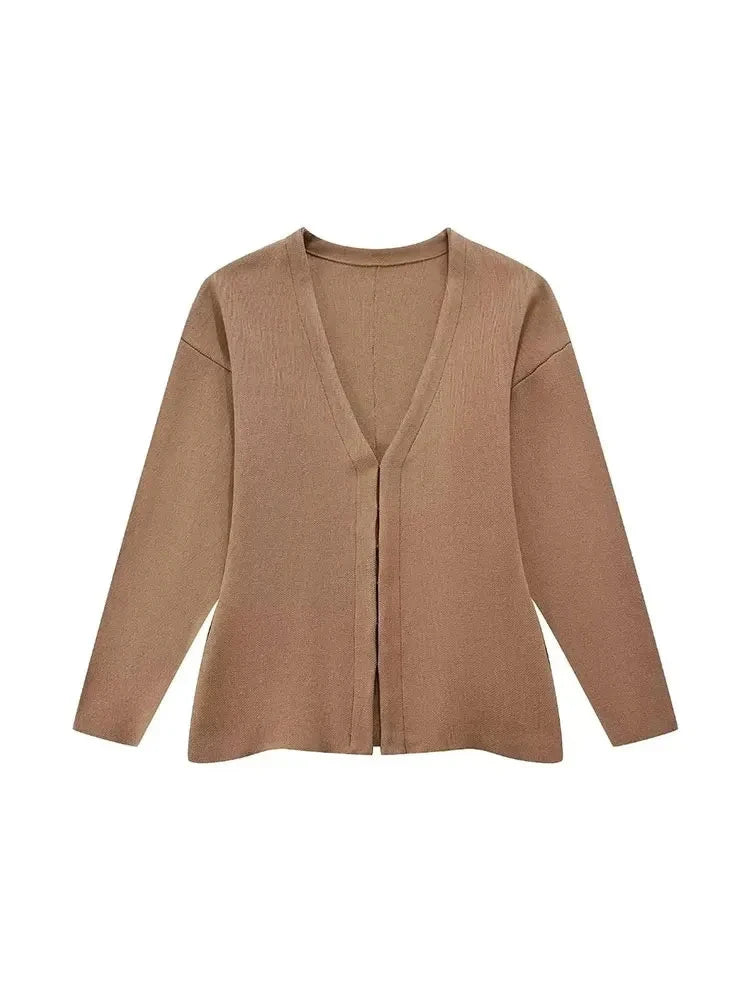 Cardigan Ajusté col V avec Crochet