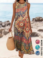 Robe Midi Bohème Fleurie Femme – Sans Manches, Coupe Ample et Fluide avec Poches