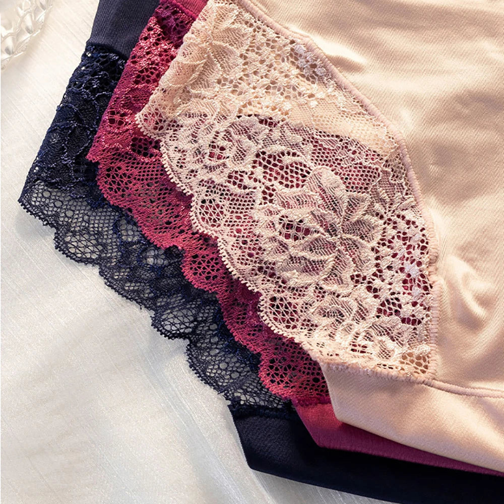 Lot de 6 Culottes en soie glacée invisibles avec dentelle