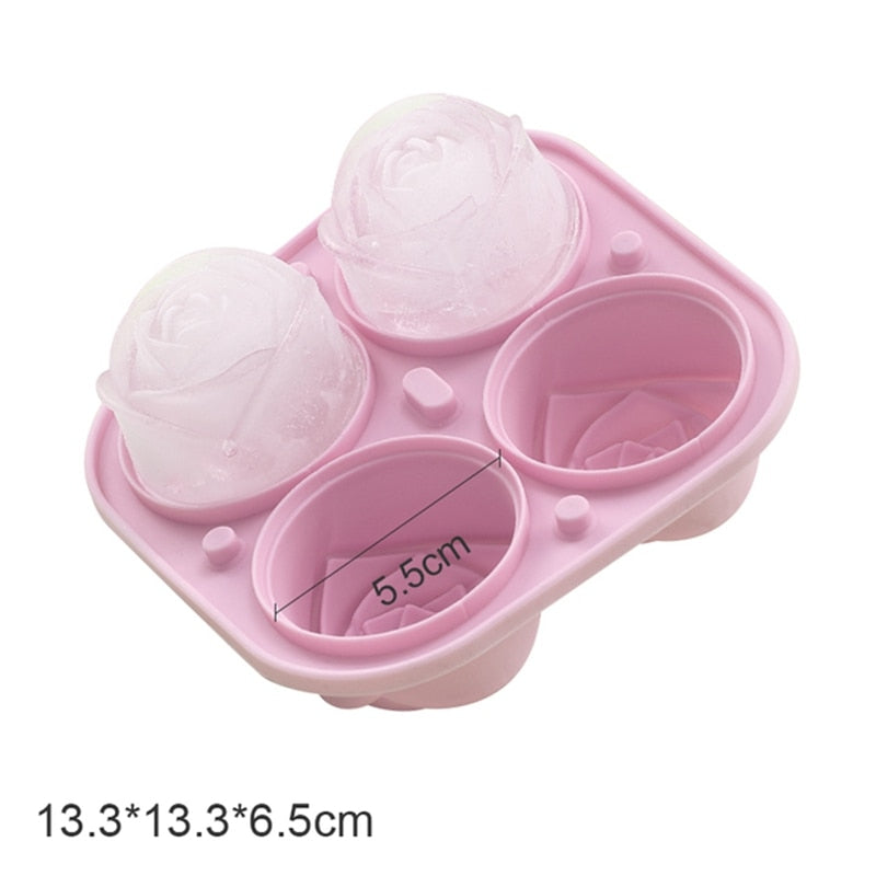 2x Moules en silicone à glaçons en forme de rose 3D