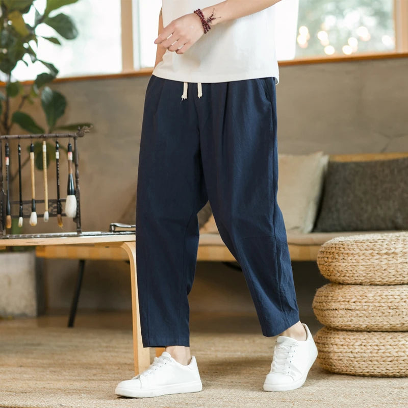 Pantalon léger Oversize en Coton/Lin pour Homme