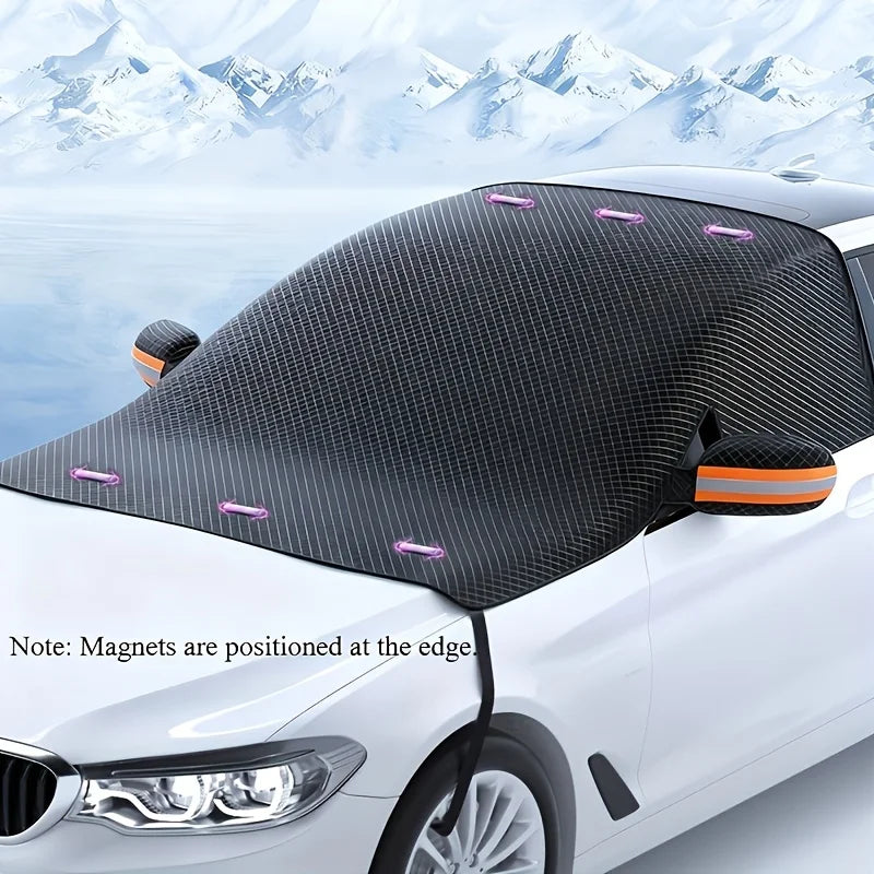 Housse de Pare-Brise Magnétique Anti-Neige & Anti-Gel avec Bandes Réfléchissantes – Voiture, SUV & Monospace