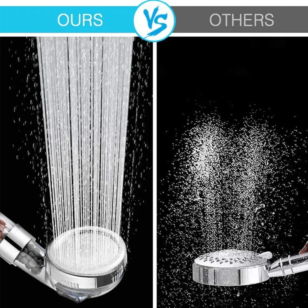 Pommeau de Douche Écologique Haute Pression 3 Jets Relaxants - Recharge Billes OFFERTE