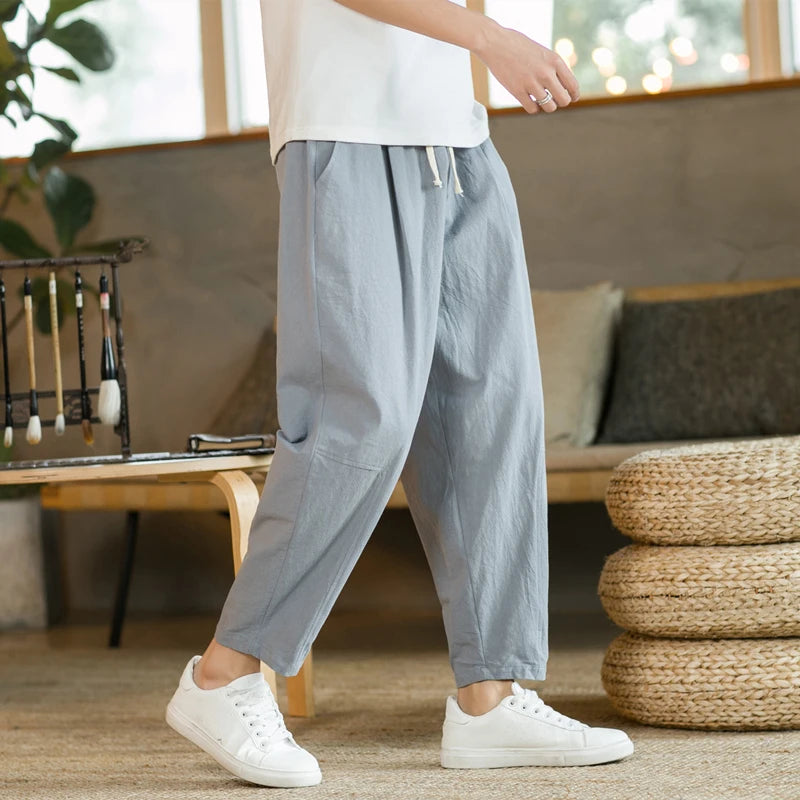 Pantalon léger Oversize en Coton/Lin pour Homme