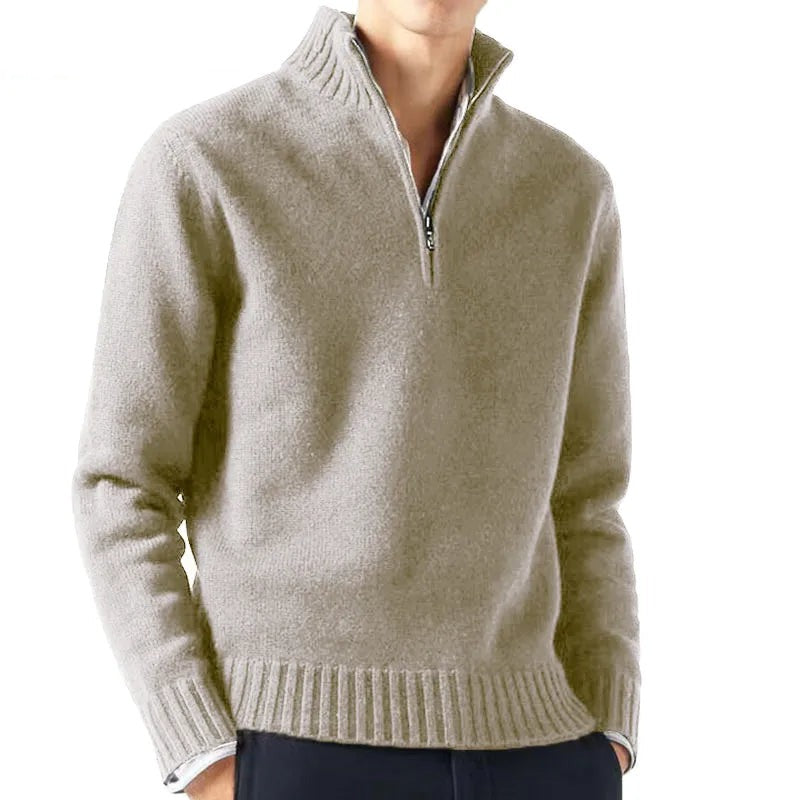 Pull chaud col roulé avec fermeture zippée - Homme