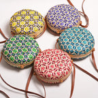 Sac rond en paille de bambou pour femmes