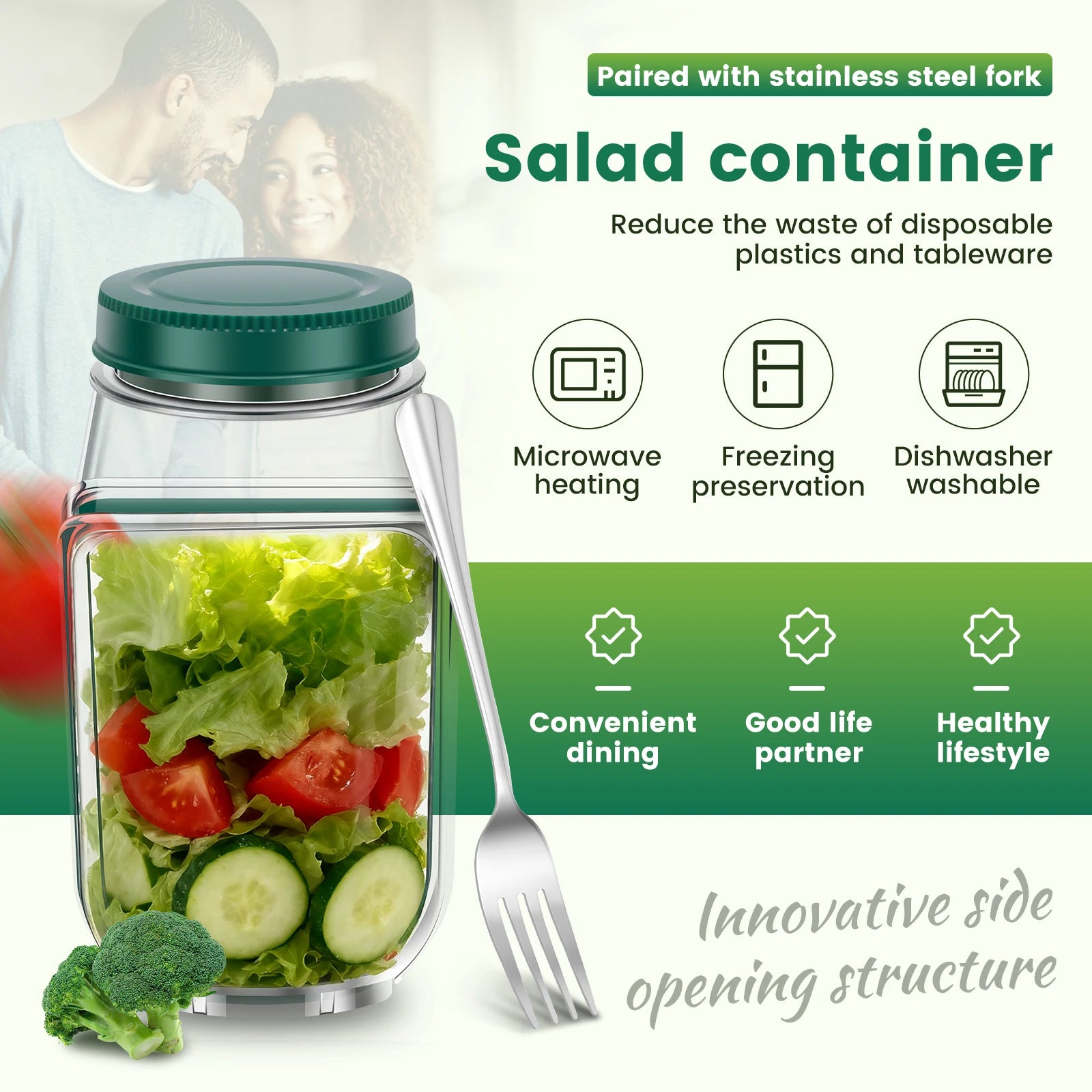 Boîte à Lunch Pratique pour Salade en Plastique