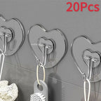 Crochets Cœur Autocollants Étanches - Lot de 20