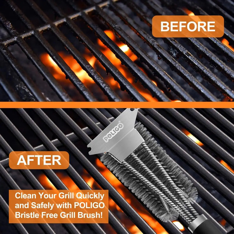 Brosse de Nettoyage BBQ 3 en 1 avec Grattoir