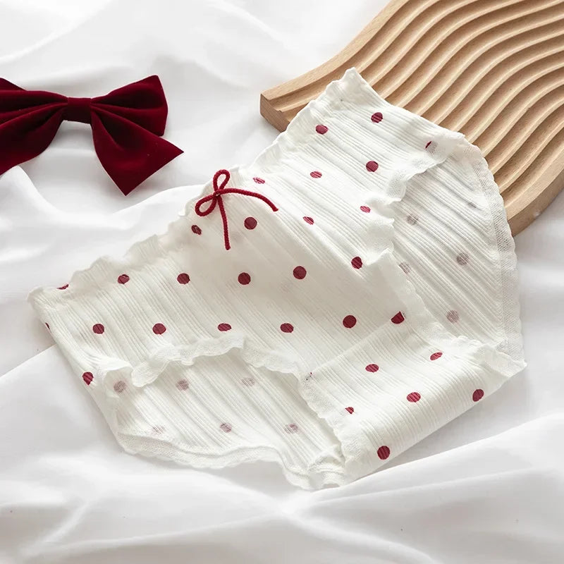 Lot de 4 Culottes en Coton St Valentin à dentelle & détails