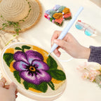 Kit de Broderie Punch Needle pour Adultes – Motifs Fleurs, Ensemble DIY Complet pour Débutants et Décoration Murale