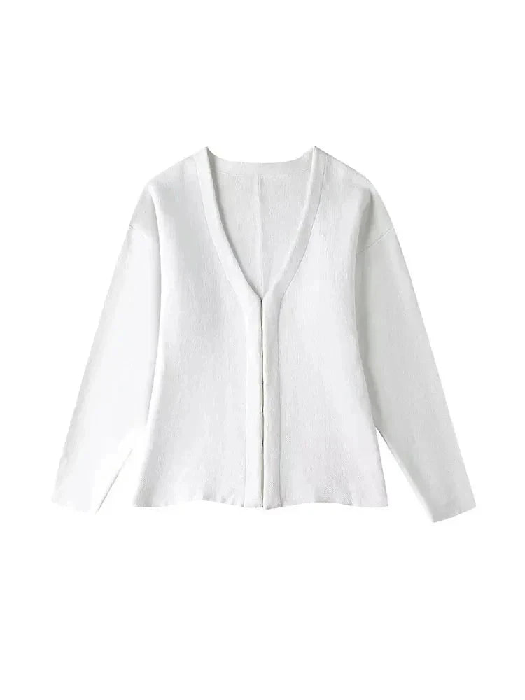 Cardigan Ajusté col V avec Crochet