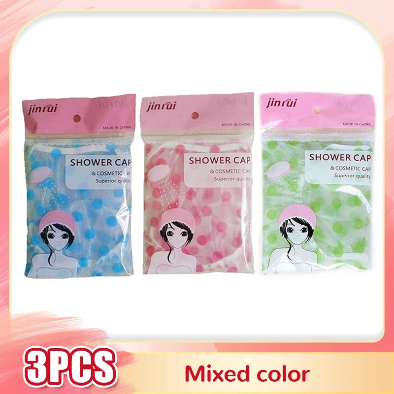 3x Bonnets de douche imperméables pour femme