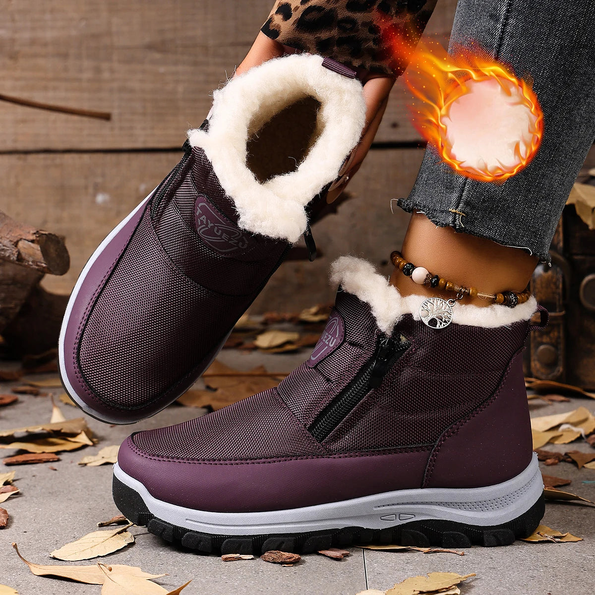 Bottes de Neige pour Femme Anti-Froid