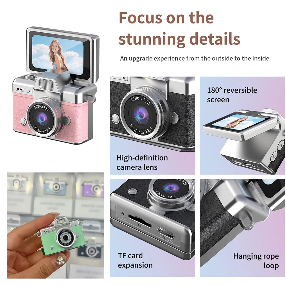 Mini Appareil Photo Rétro HD à Écran Pivotant + carte 64GB OFFERTE