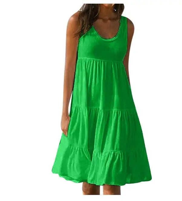 Robe mi-longue à bretelles dos nu fendue — femme