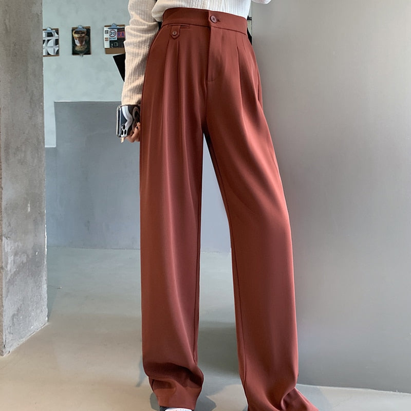 Pantalon décontracté ample taille haute