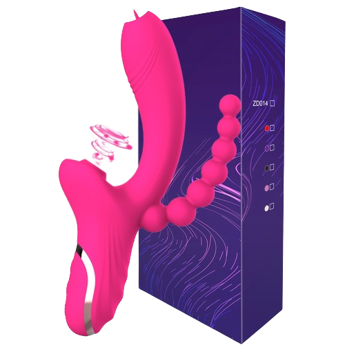 SENSUAL PEARLS - Vibromasseur 4 en 1 : vibration, lèche, succion et perles anales