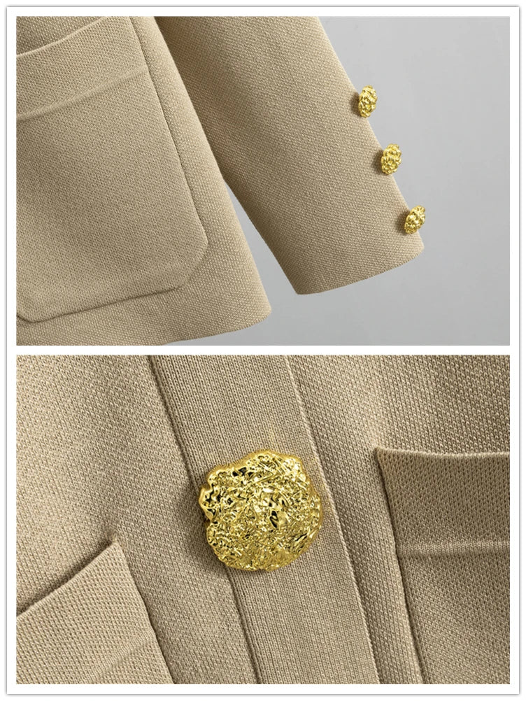 Ensemble Tricot Femme Élégant à Boutons Dorés
