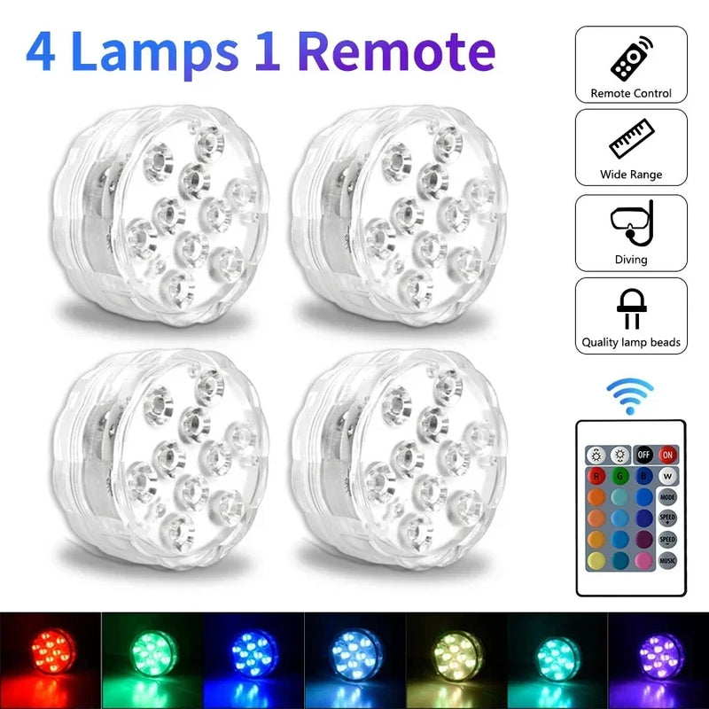 Lot de 4 Spots Lumineux RGB Waterproof - 16 Couleurs + 1 Télécommande