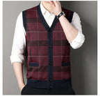 Cardigan tricot sans manches à carreaux