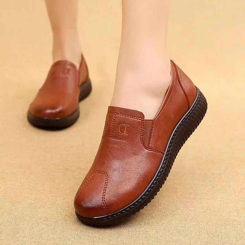 Wide Genuine Leather Casual Shoes - Women