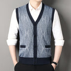 Cardigan tricot sans manches à carreaux