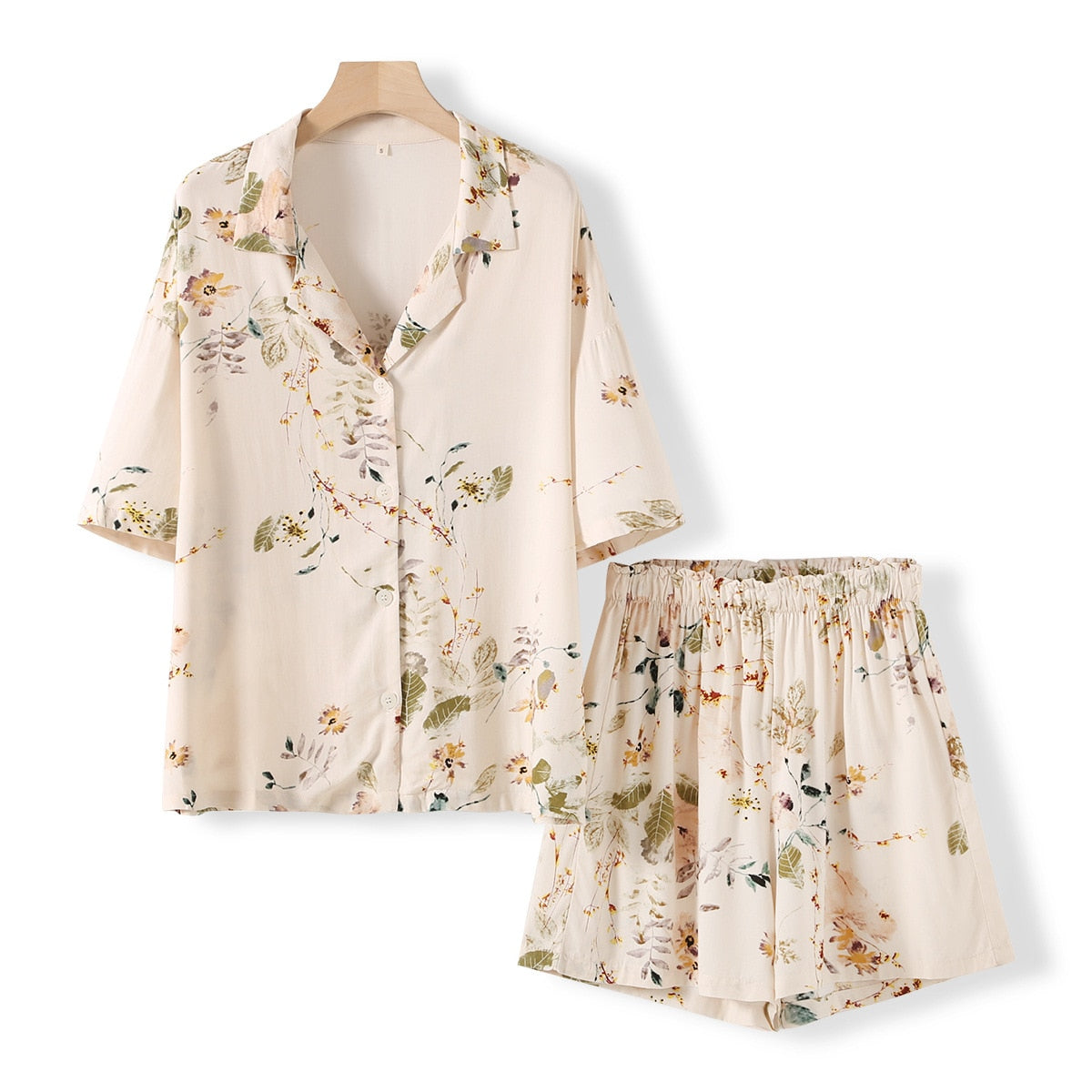 Pyjama Short en Viscose - Motif estival