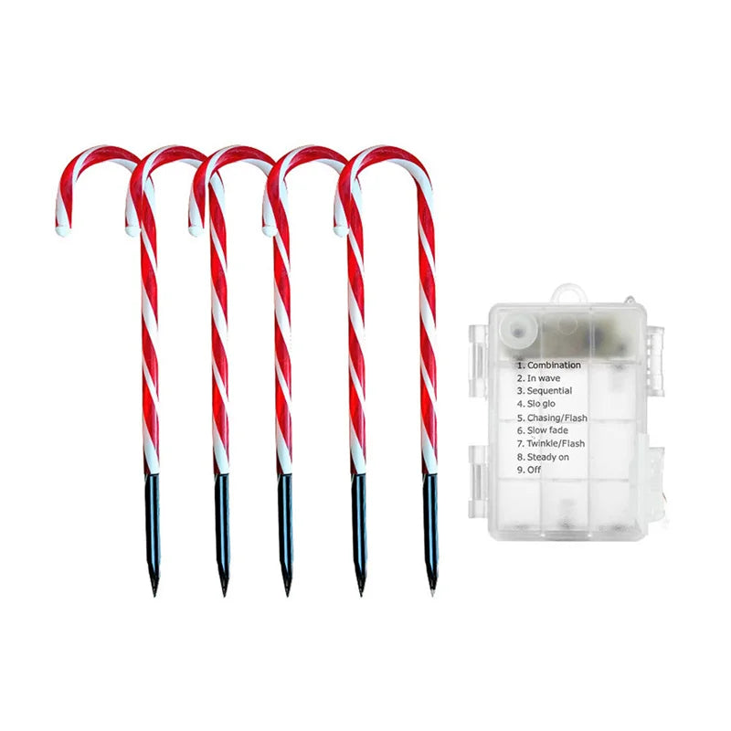 5PCS Sucre d'Orge LED 8 Modes - Décoration Lumineuse de Noël