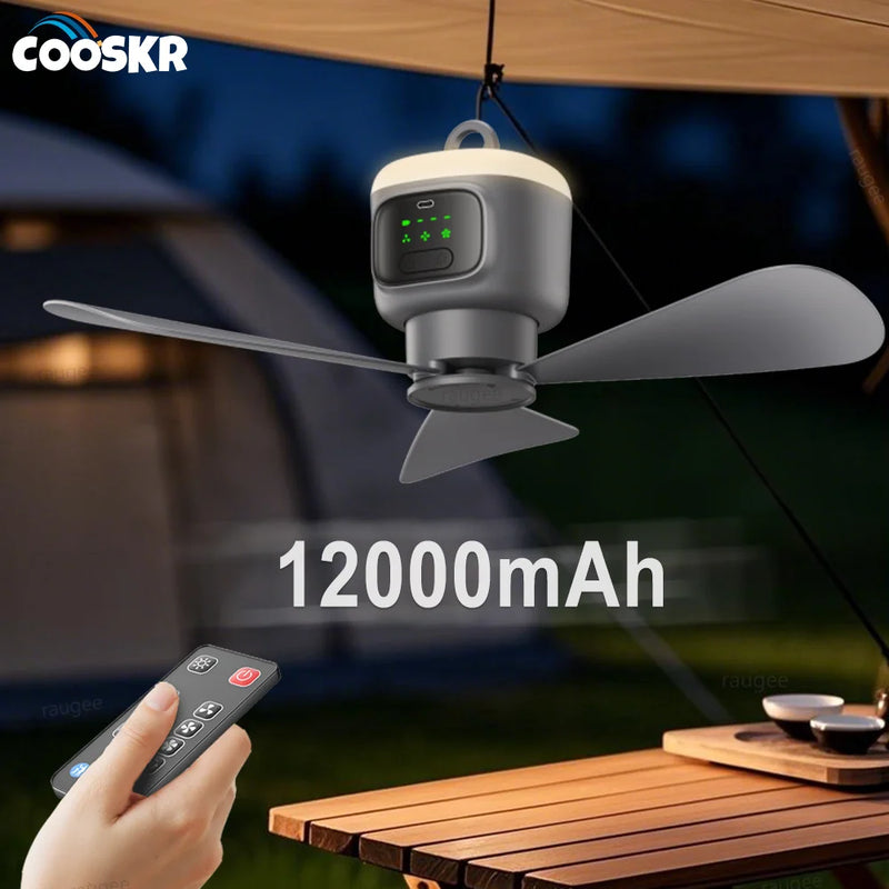 Ventilateur de Plafond 12000mAh Portable & Rechargeable - 4 Vitesses