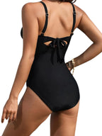 Maillot de bain femme 1 pièce en maille croisée — effet push-up, monokini de plage