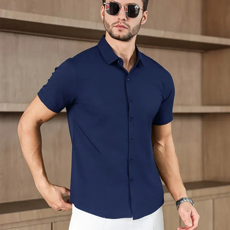 Chemise Unie Coupe Moderne pour l’Été – Homme