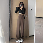 Pantalon décontracté ample taille haute