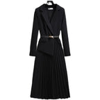 Robe 2 en 1 avec Ceinture Veste Tailleur et Jupe plissée