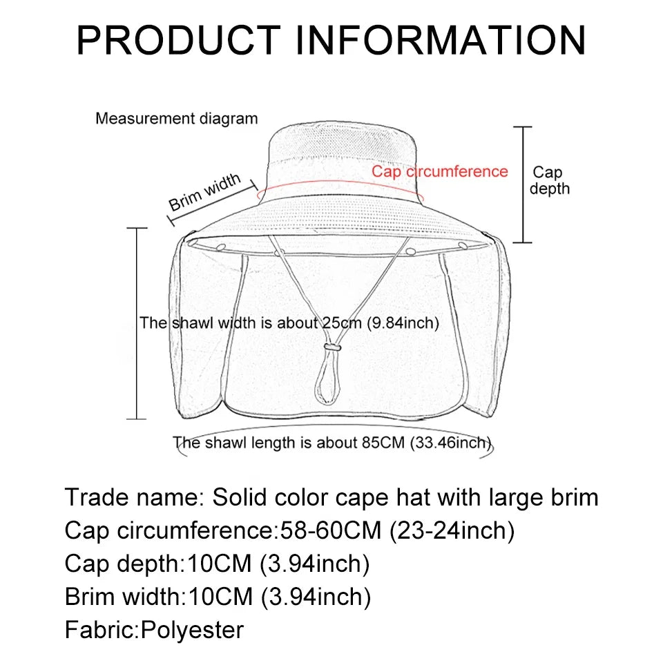 Chapeau anti-UV avec couvre-cou intégré