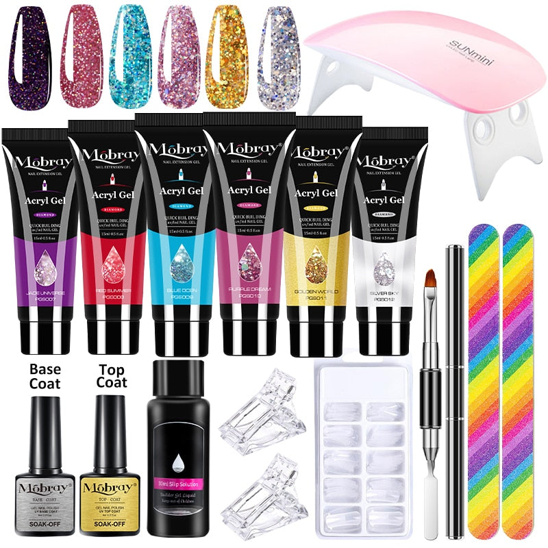 Kit 16 pièces débutant faux ongles en PolyGel