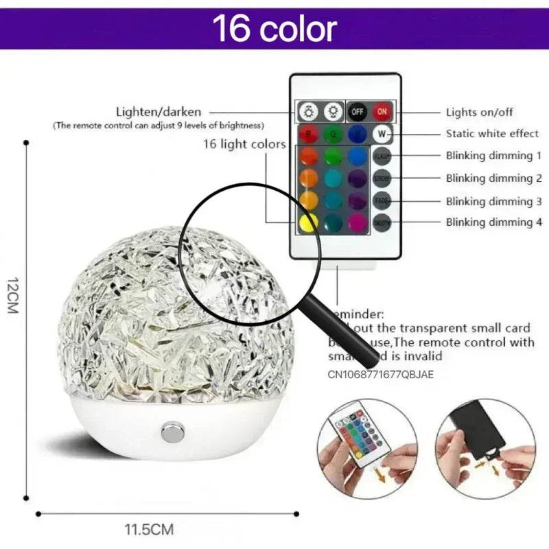 Boule Cristal LED Tactile – Éclairage Relaxant