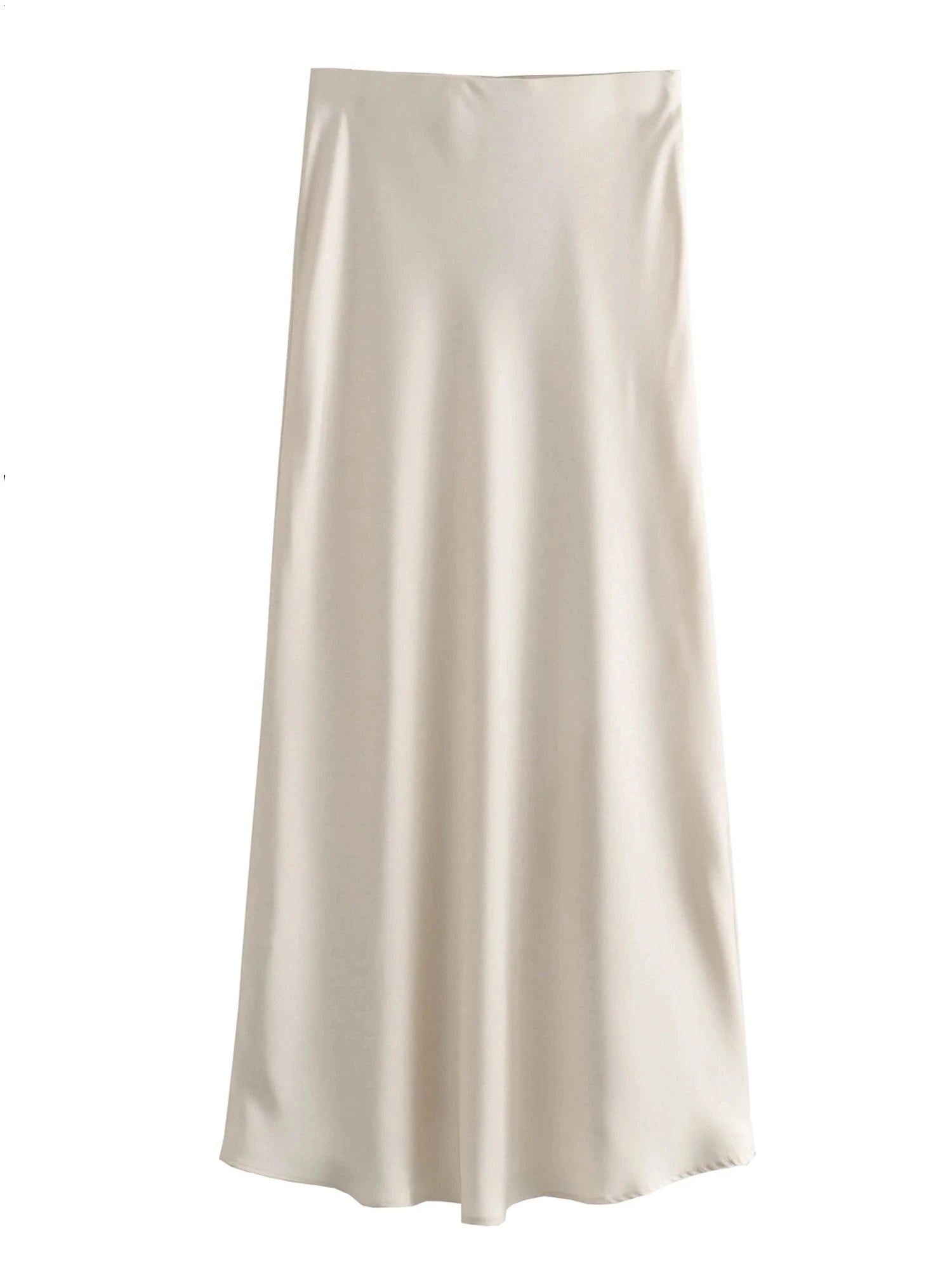 Jupe Midi en Satin taille haute légèrement évasée - 14 Couleurs