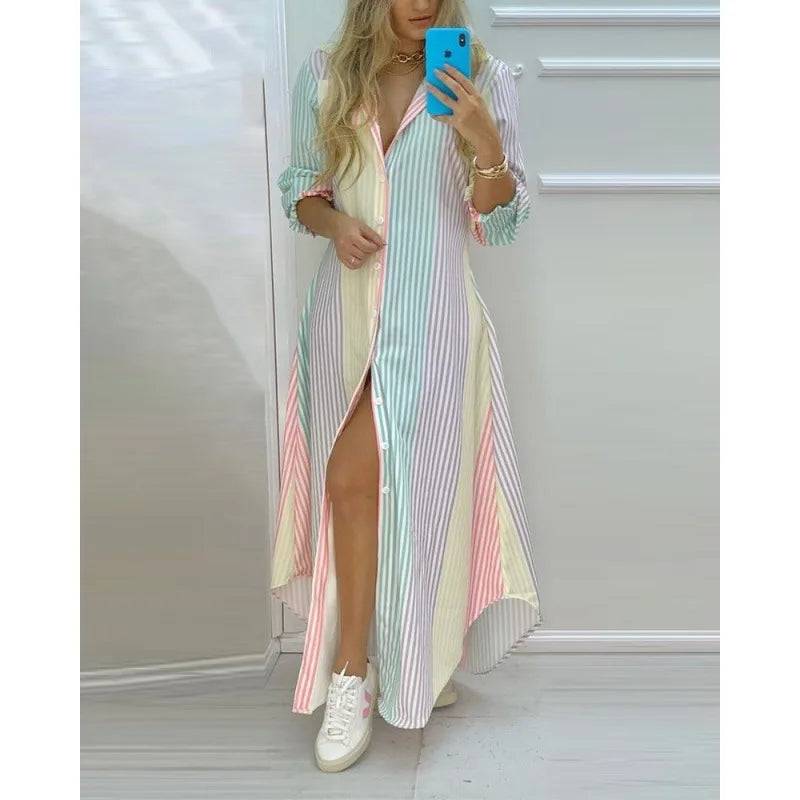 Robe chemise longue imprimée Boho pour femmes