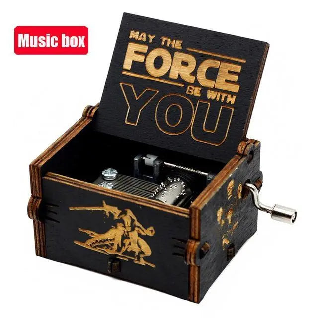 Boîte à musique en bois à manivelle - Films Cultes