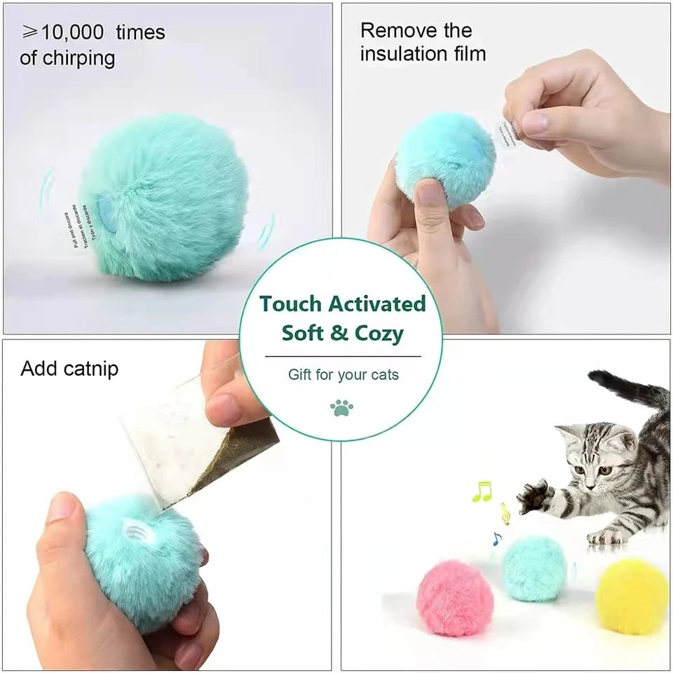 Balle Interactive Intelligente pour Chat - 1 Stick d'Herbe à Chat OFFERT