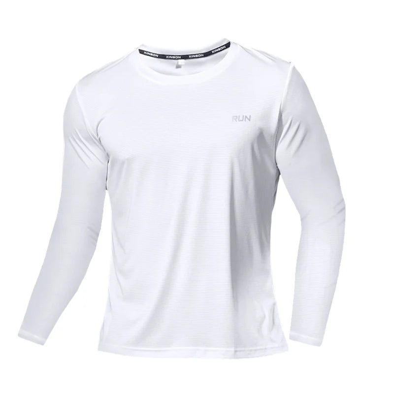 T-Shirt Homme en Soie Glacée à Manches Longues – Respirant, Séchage Rapide et Protection Solaire