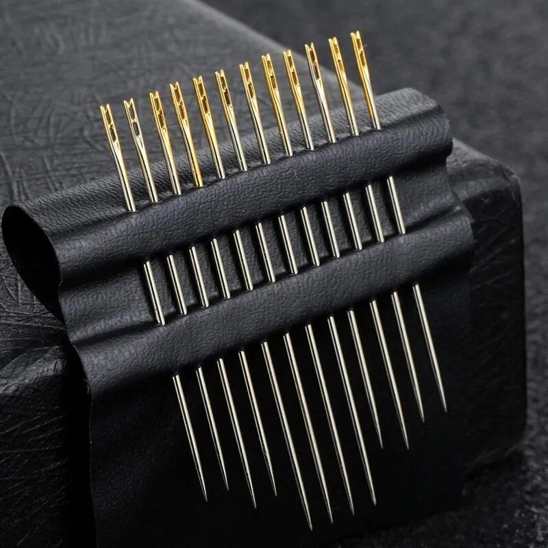 12 aiguilles de couture facile à enfiler - Étui en bois OFFERT